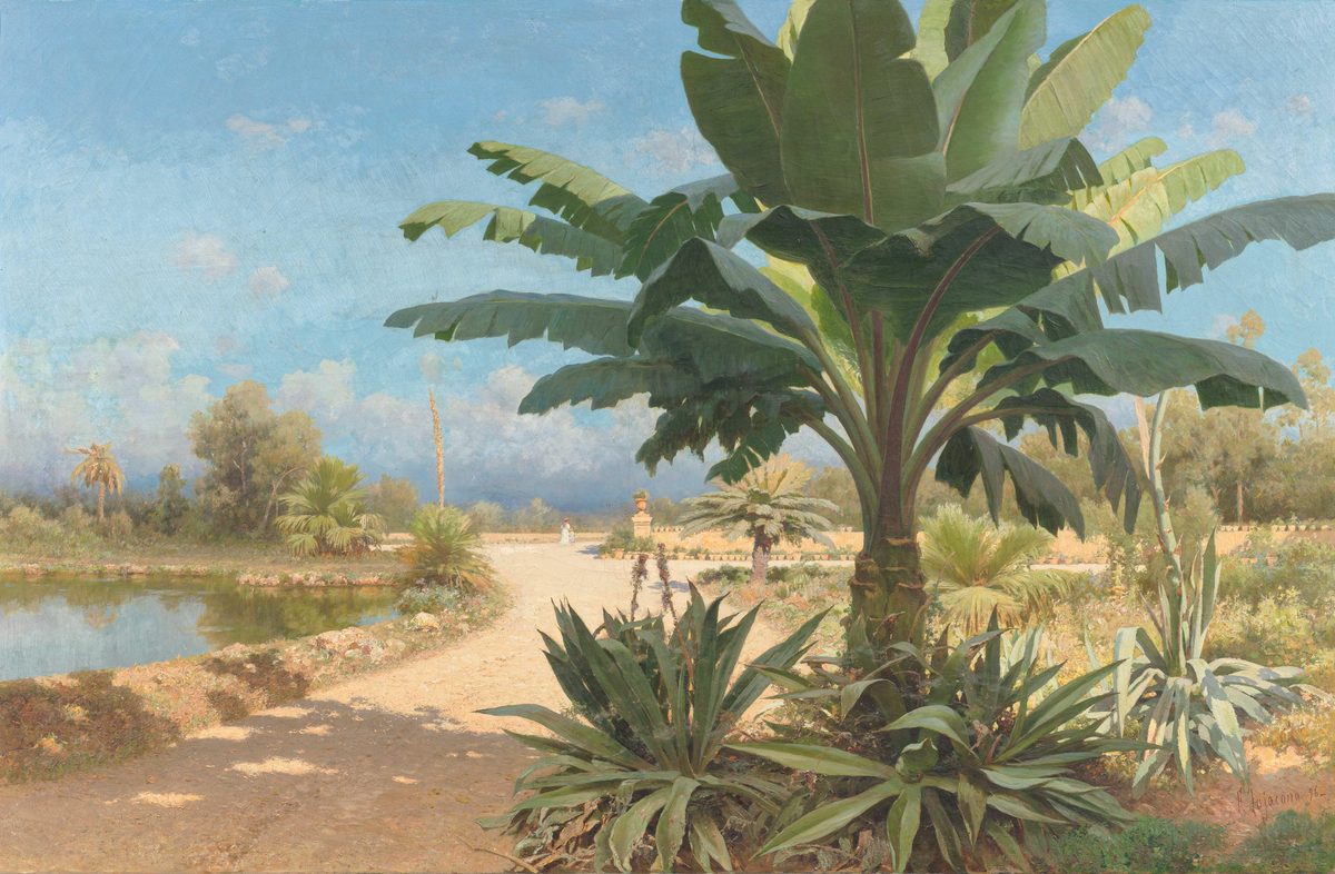 Francesco Lojacono, Giardino con banano (Orto Botanico), 1896
