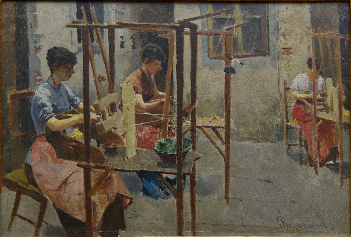 Telemaco Signorini, Bigherinaie a Settignano, 1887 circa